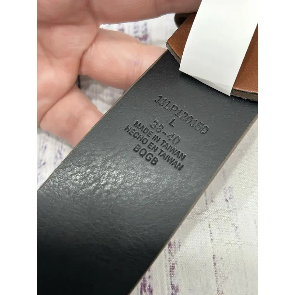 NWT Levi's Mens Tan & Black Metal Buckle Synthetic Leather Dress Belt Size 38-40 - Picture 7 of 7